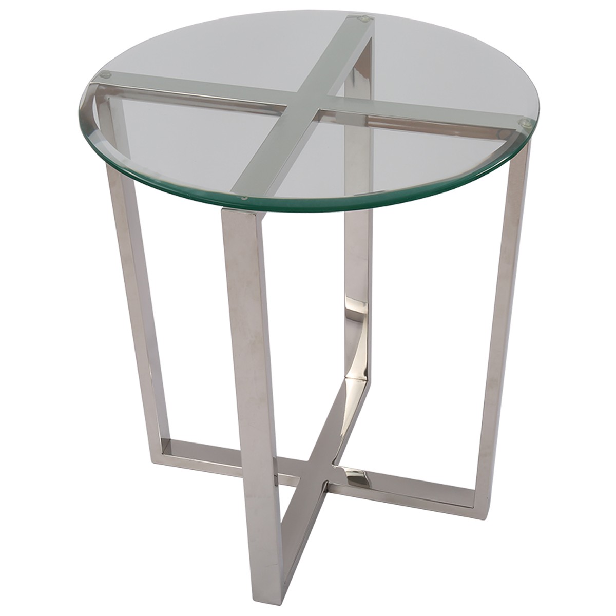 Beistelltisch rund Glas-Metall, Tisch Glas verchromt ...