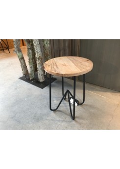 Hocker schwarz Industriedesign Metall-Holz, Hocker Metall schwarz, Höhe 46 cm